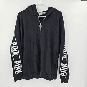 Victoria's Secret PINK black sweatshirt hoodie quarter zip small medium